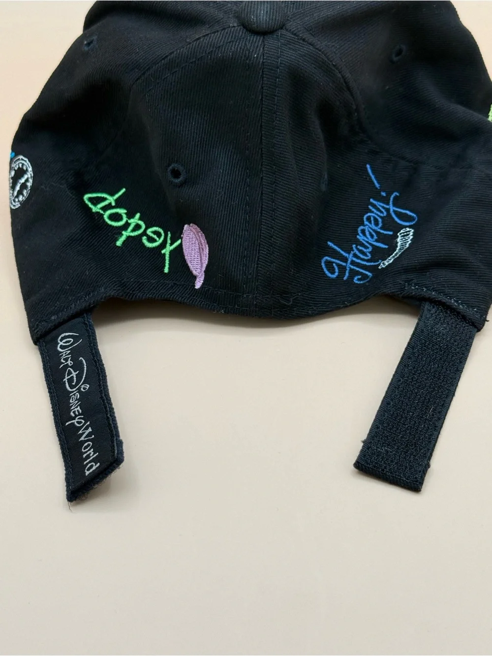 Disney Parks Seven Dwarfs Grumpy Embroidered Adjustable Black Baseball Cap